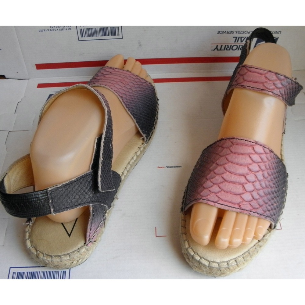 Women's PRISM Handmade In Spain Snake Leather Summer Sandal Pink/Purple Sz 39